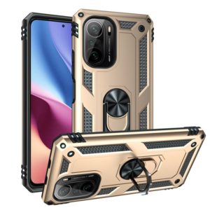 For Xiaomi Redmi K40 / K40 Pro Shockproof TPU + PC Protective Case with 360 Degree Rotating Holder(Gold) (OEM)