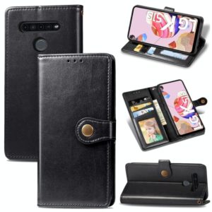 For LG K51S Retro Solid Color Leather Buckle Phone Case with Lanyard & Photo Frame & Card Slot & Wallet & Stand Function(Black) (OEM)