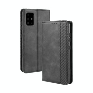 For Samsung Galaxy M51 Magnetic Buckle Retro Crazy Horse Texture Horizontal Flip Leather Case with Holder & Card Slots & Photo Frame(Black) (OEM)