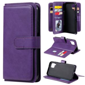 For Huawei P40 Lite Multifunctional Magnetic Copper Buckle Horizontal Flip Solid Color Leather Case with 10 Card Slots & Wallet & Holder & Photo Frame(Purple) (OEM)