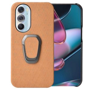 Ring Holder Honeycomb PU Phone Case For Motorola Edge X30(Orange) (OEM)
