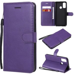 For Huawei P smart 2020 Solid Color Horizontal Flip Protective Leather Case with Holder & Card Slots & Wallet & Lanyard(Purple) (OEM)