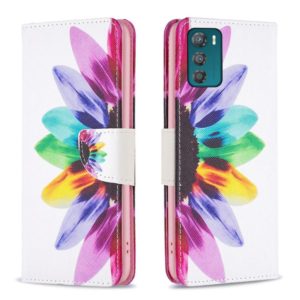 For Motorola Moto G42 4G Colored Drawing Pattern Leather Phone Case(Sun Flower) (OEM)