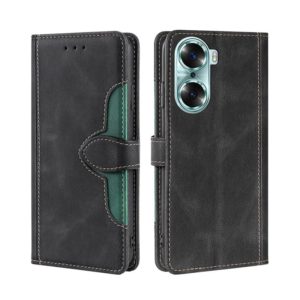 For Honor 60 Skin Feel Straw Hat Magnetic Buckle Leather Phone Case(Black) (OEM)