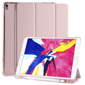 For iPad Pro 10.5 inch / Air 3 10.5 inch 3-folding Horizontal Flip PU Leather + Shockproof TPU Case with Holder & Pen Slot(Pink) (OEM)