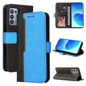 For OPPO Reno6 Pro 5G / Reno6 Pro+ 5G Business Stitching-Color Horizontal Flip PU Leather Case with Holder & Card Slots & Photo Frame & Lanyard(Blue) (OEM)