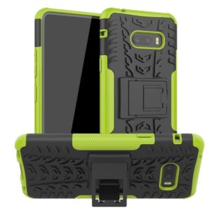 For LG V50S ThinQ 5G / G8X ThinQ Tire Texture Shockproof TPU+PC Protective Case with Holder(Green) (OEM)