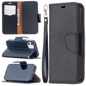 For iPhone 12 mini Litchi Texture Pure Color Horizontal Flip Leather Case with Holder & Card Slots & Wallet & Lanyard(Black) (OEM)
