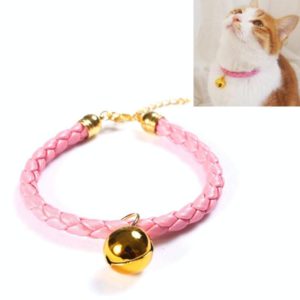 Prepared PU Leather Adjustable Pet Bell Collar Cat Dog Rabbit Simple Collar Necklace, Size:S 20-25cm(Pink) (OEM)