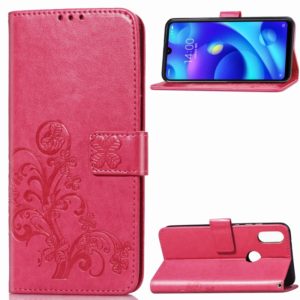 Lucky Clover Pressed Flowers Pattern Leather Case for Xiaomi Play, with Holder & Card Slots & Wallet & Hand Strap (Rose Red) (OEM)