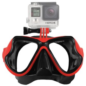 Water Sports Diving Equipment Diving Mask Swimming Glasses for GoPro Hero11 Black / HERO10 Black / HERO9 Black /HERO8 / HERO7 /6 /5 /5 Session /4 Session /4 /3+ /3 /2 /1, Insta360 ONE R, DJI Osmo Action and Other Action Cameras(Red) (OEM)