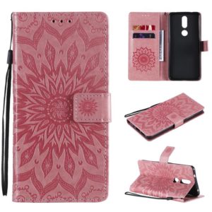 For Nokia 2.4 Sun Embossing Pattern Horizontal Flip Leather Case with Card Slot & Holder & Wallet & Lanyard(Pink) (OEM)
