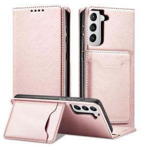 For Samsung Galaxy S21 5G Strong Magnetism Liquid Feel Horizontal Flip Leather Case with Holder & Card Slots & Wallet(Rose Gold) (OEM)