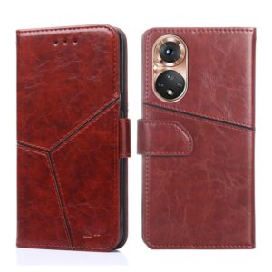 For Honor 50 Geometric Stitching Horizontal Flip Leather Phone Case(Dark Brown) (OEM)