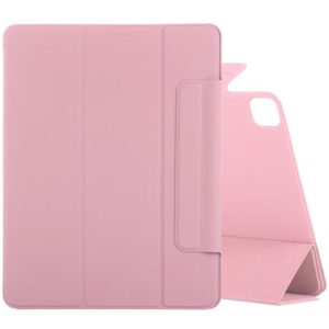 For iPad Pro 12.9 inch (2020) Horizontal Flip Ultra-thin Double-sided Clip Fixed Buckle Magnetic PU Leather Tablet Case With Three-folding Holder & Sleep / Wake-up Function(Light Pink) (OEM)