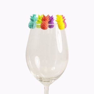 6pcs / Set Wine Glass Silicone Pineapple Mark Distinguisher Party Fruit Shape Cup Mark (OEM)