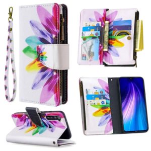 For Xiaomi Redmi Note 8 Colored Drawing Pattern Zipper Horizontal Flip Leather Case with Holder & Card Slots & Wallet(Sun Flower) (OEM)