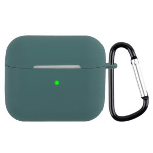 Wireless Earphone Silicone Protective Case with Carabiner For AirPods 3(Dark Green) (OEM)