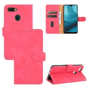 For OPPO A7(AX7) / A5s / AX5s / A12 Solid Color Skin Feel Magnetic Buckle Horizontal Flip Calf Texture PU Leather Case with Holder & Card Slots & Wallet(Rose Red) (OEM)