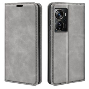 For ZTE Axon 40 Pro Retro-skin Magnetic Suction Leather Phone Case(Grey) (OEM)