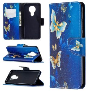 For Nokia 5.3 Colored Drawing Pattern Horizontal Flip Leather Case with Holder & Card Slots & Wallet(Golden Butterfly) (OEM)