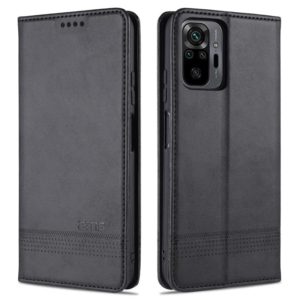 For Xiaomi Redmi Note 10 Pro AZNS Magnetic Calf Texture Horizontal Flip Leather Case with Card Slots & Holder & Wallet(Black) (AZNS) (OEM)