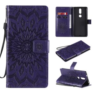 For Nokia 2.4 Sun Embossing Pattern Horizontal Flip Leather Case with Card Slot & Holder & Wallet & Lanyard(Purple) (OEM)