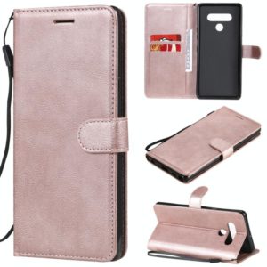 For Motorola Moto E6s (2020) Solid Color Horizontal Flip Protective Leather Case with Holder & Card Slots & Wallet & Photo Frame & Lanyard(Rose Gold) (OEM)
