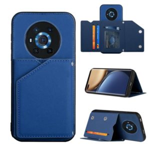For Honor Magic3 Skin Feel PU + TPU + PC Back Cover Shockproof Case with Card Slots & Holder & Photo Frame(Blue) (OEM)