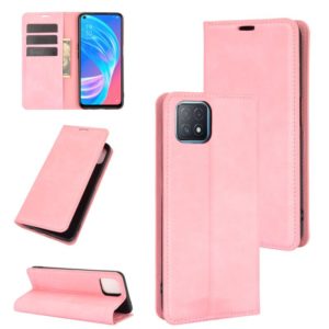 For OPPO A72 / A73 5G Retro-skin Business Magnetic Suction Leather Case with Holder & Card Slots & Wallet(Pink) (OEM)