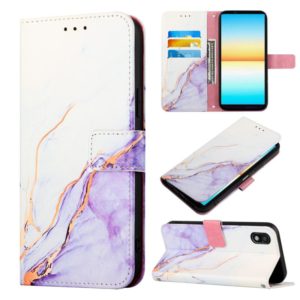 For Sony Xperia ACE III PT003 Marble Pattern Flip Leather Phone Case(White Purple LS006) (OEM)