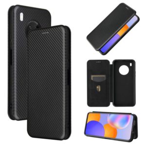 For Huawei Y9a Carbon Fiber Texture Horizontal Flip TPU + PC + PU Leather Case with Card Slot(Black) (OEM)