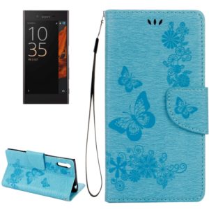 For Sony Xperia XZ Power Butterflies Embossing Horizontal Flip Leather Case with Holder & Card Slots & Wallet & Lanyard(Blue) (OEM)