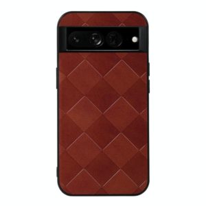 For Google Pixel 7 Pro 5G Weave Plaid PU Phone Case(Brown) (OEM)