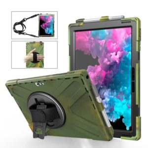 For Microsoft Surface Pro 4 / 5 / 6 / 7 / 7+ Shockproof Colorful Silicone + PC Protective Case with Holder & Hand Strap & Pen Slot(Camouflage) (OEM)