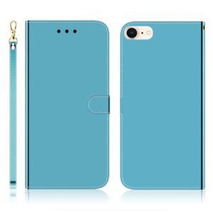 For iPhone 7 / 8 Imitated Mirror Surface Horizontal Flip Leather Case with Holder & Card Slots & Wallet & Lanyard(Blue) (OEM)
