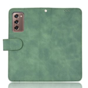 For Samsung Galaxy Z Fold2 5G Solid Color Skin Feel Magnetic Buckle Horizontal Flip Calf Texture PU Leather Case with Holder & Card Slots & Wallet(Green) (OEM)