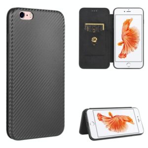 For iPhone 6 / 6s Carbon Fiber Texture Horizontal Flip TPU + PC + PU Leather Case with Card Slot(Black) (OEM)
