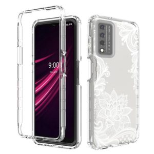 For T-Mobile Revvl Plus PC+TPU Transparent Painted Phone Case(White Flower) (OEM)