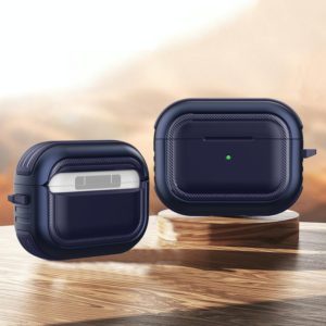 Wireless Earphones Shockproof TPU + PC Protective Case with Carabiner For AirPods Pro(Blue) (OEM)