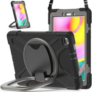 For Samsung Galaxy Tab A 8.0 (2019) T290 / T295 Silicone + PC Protective Case with Holder & Shoulder Strap(Black+Grey) (OEM)