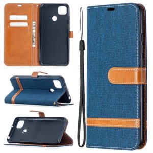 For Xiaomi Redmi 9C Color Matching Denim Texture Horizontal Flip Leather Case with Holder & Card Slots & Wallet & Lanyard(Dark Blue) (OEM)
