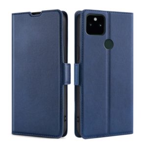 For Google Pixel 5a Ultra-thin Voltage Side Buckle PU + TPU Horizontal Flip Leather Case with Holder & Card Slot(Blue) (OEM)