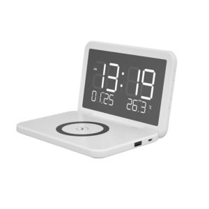 SY-118 15W Foldable Mirror Surface Perpetual Desk Calendar Clock Wireless Charger with Alarm Clock & Three-level Brightness Adjustable Function(White) (OEM)