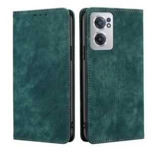 For OnePlus Nord CE 2 5G RFID Anti-theft Brush Magnetic Leather Phone Case(Green) (OEM)