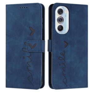 For Motorola Edge X30 Skin Feel Heart Pattern Leather Phone Case(Blue) (OEM)