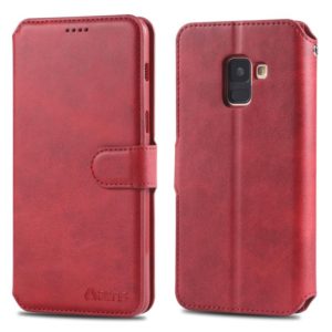 For Galaxy A8 2018 AZNS Calf Texture Magnetic Horizontal Flip PU Leather Case with Holder & Card Slots & Photo Frame(Red) (AZNS) (OEM)