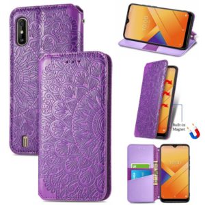For Wiko Y81 Blooming Mandala Embossed Pattern Magnetic Horizontal Flip Leather Case with Holder & Card Slots & Wallet(Purple) (OEM)
