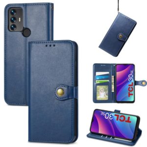 For TCL 30 SE Retro Solid Color Buckle Leather Phone Case(Blue) (OEM)