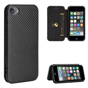 For iPod Touch 5 / 6 / 7 Carbon Fiber Texture Horizontal Flip TPU + PC + PU Leather Case with Card Slot(Black) (OEM)